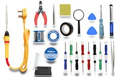 Walkers Electronic Gadget New 23 Items New Mobile Soldering and Desoldering Equipment Tool Machine Combo Kit Set with Flux Paste and Wire 25 W Simple (Flat, Pointed Tip)