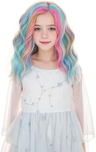 MEDO Rainbow Wig Kids Child Wig Short Wavy Wig Rainbow Wig Multicolor Wig Girls Synthetic Wig Cosplay Halloween Party Costume Wig (Rainbow)