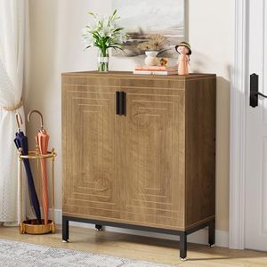 Tribesigns Shoe Cabinet with Doors, 20 Pairs Entryway Shoe Storage Cabinet with Shelves, 5-Tier Modern Free Standing Shoe Racks Storage Organizer for Closet, Living Room, Bedroom (Light Brown)