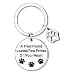 HULALA Pet Memorial Gift Loss Of Pet Dog Cat Sympathy Gifts Remembrance Pets Keyring - A True Friend Leaves Paw Prints On Your Heart