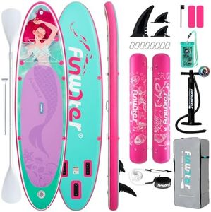 FunWater SUP Inflatable Stand Up Paddle Board 10'6×33"×6" Ultra-Light Inflatable Paddleboard with ISUP Accessories,Fins,Adjustable Paddle, Pump,Backpack