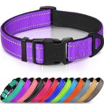 Joytale Reflective Dog Collar, Soft Neoprene Padded Breathable Nylon Pet Collar Adjustable for Large Dogs, L, Purple