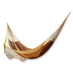 NOVICA Beige and Brown Nylon Mayan Hammock 'Maya Sanctuary'(double)