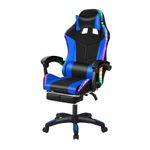 Gaming Chair with Speakers ＆ LED Lights, Ergonomic High Back with Massage Reclining Computer Chair with Footres,Height Adjustable Video Game Chairs for Adults/Kids Recreation Room Furniture Black