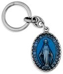 Venerare Catholic Saint Key Chain with Large Fob (Blue Miraculous Medal), Blue, Large