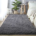 Area Rugs for Bedroom Living Room: 4x6 Grey Fluffy Fuzzy Shag Shaggy Rug - Soft Plush Furry Bedside Dorm Throw Rug - Indoor Floor Carpet for Kids Girls Boys Home,Dark Gray