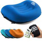 Gear Doctors 100g Compact Ultralight Inflatable Camping Pillow — Inflatable Pillow for Camping— Pillows for Sleeping, Ergonomic Oreiller Gonflable for Hiking, Traveling, Beach, Office Working [Blue]