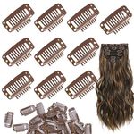 Wig Clips, 30 Pcs Brown Hair Extension Clips, Small Snap Wig Accessories Clips for Women Hair Extensions DIY (1.2inch)