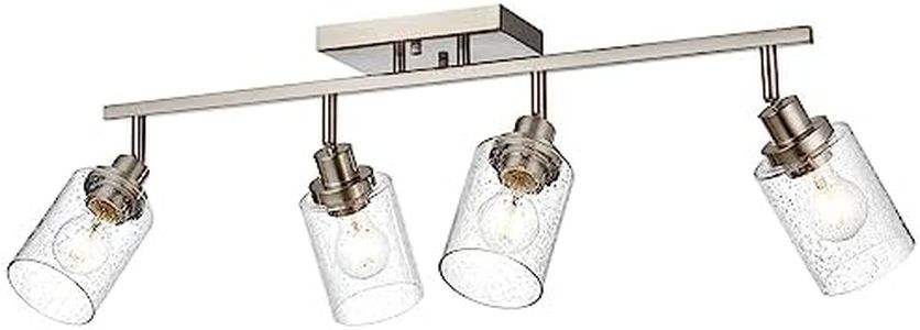 WINSHEN 4-Light Track Lighting Fixtures, Rotatable Track Head Bathroom Vanity Light Ceiling Spotlight Brushed Nickel, Seeded Glass Shades