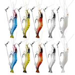 WANBY Fishing Shrimp Lures Luminous Silicone Soft Shrimp Lure Baits Set Kit Swimbait Fishing Lures with Hook Fishing Tackle for Freshwater Saltwater