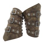 Sehaby Medieval Arm Guards Buckle Bracers Belt Leather Adults Gauntlet Wristband Viking Armor Bracers Arm Cuff Armor Punk Gothic Leather Costume Bracer Viking Wrist Retro Renaissance Arm Guards Brown