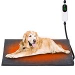 Papettly Pet Heating Pad for Cat Dog - 30-55℃ Adjustable Temperature Kitten Puppy Heat Pad with 13 Timer Setting (1-12H Always On), Waterproof Dog Cat Heat Mat with 2m/6ft Chew Resistant Cord, 18”x27”