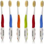 MOUTHWATCHERS Dr Plotkas Extra Soft Flossing Toothbrush Manual Soft Toothbrush for Adults, Ultra Clean Toothbrush, Good for Sensitive Teeth and Gums, Multicolor - 6 Pack