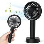 Jumobuis Handheld Fan, Portable Hand Fan with 3 Speeds, Mini Desk Fan with Adjustable Angle & Stand, USB Type C Hand Fan for Home Office Ceiling Travel(Black)