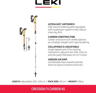Leki Cressida FX Carbon Trekking Poles, 100-120cm – Anti-Shock