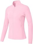 BGOWATU Women's Workout Running Jacket Lightweight Zip up Athletic Jackets Gym Yoga Tops with Zip Pockets Pink M