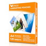 120 Sheets A4 Laminating Pouches,Gloss Finish,Rounded Corners, Clear,150 Micron (2 x 75 Micron) Laminator Pouches Glossy Laminate Pouch-Flexible Rigidity for Everyday Use