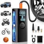 Tire Inflator Portable Air Compressor,150PSI Portable Air Pump for Car Tires with 25000mAh Battery, Auto-Off Bike Pump with Digital Pressure Gauge & Emergency Light for Car,Bike,Ball,Motorcycle.