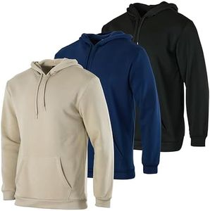 Real Essentials 3 Pack: Men's Fleece Pullover Hoodie - Long Sleeve Hooded Sweatshirt Pockets (Available in Big & Tall) Set 3, 5X Tall