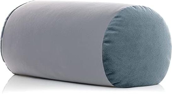 PILLOWY Microbead Bolster Neck Roll Pillow, Gently On Body, Head, Neck & Shoulders No Pain Rest, Relax Sleep - Silky Feel Prevent Wrinkles & Hair Breakage - Lightweight Cylinder, 14" x 8", Cool Grey
