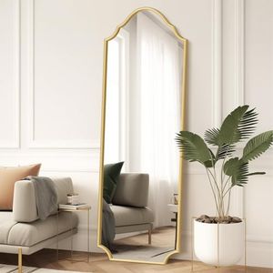 WallBeyond Arched Full Length Mirror Wall Mounted, Gold Metal Frame Floor Length Mirror, 70"x24" Full Body Mirror for Bedroom, Living Room, Hanging or Leaning Against Wall Full Size Mirror