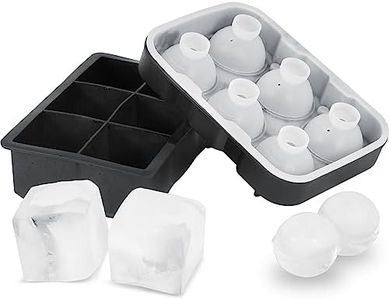 VEVOR Ice Cube Trays (Set of 2), 2-in-1 Combo with Silicone Sphere Ice Ball Maker & Large Square Ice Cube Maker with Lid, Reusable Easy Release BPA Free Ice Tray Set for Whiskey Cocktails Bourbon