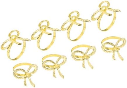 uxcell Metal Napkin Rings Set of 8, Bow-Knot Napkin Ring Holder Buckle for Dining Table Decorations Wedding Birthday Holiday Party, Gold Tone
