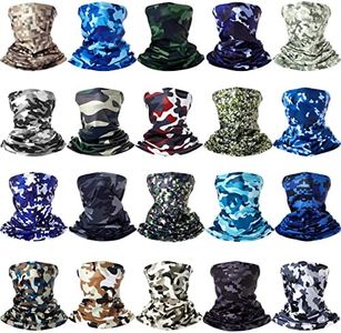 Tarpop 20 Pcs Headwear Seamless Bandana Face Masks, Head Wrap Neck Bandana, Breathable Face Cover Scarf Mask (Camo Style)