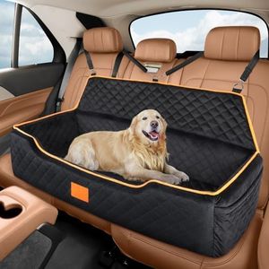 GL GLENSLAVE Dog Car Bed for Large/Medium Dogs, Comfortable Pet Booster for Back Seat, Fully Detachable & Washable Travel Seat with Thick Cushion (Black)