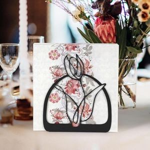 Modern Napkin Holder, Coffe Cup Pattern Standing Storage Paper Dispenser for Tables, Kitchen & Dining Room Decor,Iron Napkins Holders Indoor and Outdoor Use (6.57 x 5.43 x 2.83 inches)