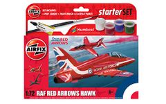 Airfix Starter Set - A55002 Red Arrows Hawk Model Building Kit - Plastic Model Plane Kits for Adults & Children 8+, Set Includes Decals, Acrylic Paints, Brushes & Poly Cement - 1:72 Scale Model