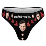 Nsipan Custom Funny Face Love Heart Women's Thong Underpants Briefs, Customized Face Brief Panty, Personalized Underwear Shorts for Wife Girlfriend Birthday Gift