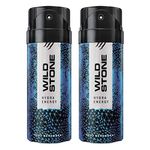 Wild Stone Hydra Energy Spray Deodorants For Men, Long Lasting Strong Masculine Fragrance, Pack Of 2 (150Ml Each)