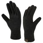 Winter Touchscreen Gloves for Men & Women 3 Fingers Dual-Layer Touch Screen Warm Lined Anti-Slip Knit Texting Glove 2 Size