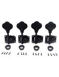 Metallor Vintage Open Gear Machine Heads Tuners Tuning Pegs 4 In Line Right Hand Guitar Parts replacement for P Bass J Bass Black 4PCS