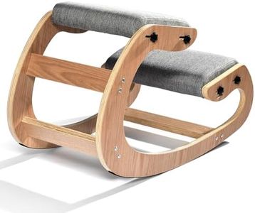 Kneeling Chair Ergonomic Posture Chair, Wood Adjustable Rocking Knee with Soft Padding, Natural Relief for Neck or Back Pain for Home Office, Max Load 300 lb
