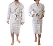 Cacala Pure Series Bathrobe, Kimono – 100% Natural Turkish Cotton Fabric – Ultra-Absorbent and Plush – Fast Drying, Comfortable and Warm – Unisex (Beige, Large)