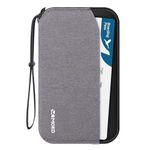 MoKo Passport Holder Family, RFID Passport Wallet for Men and Women, Travel Passport Holder with Multiple Compartments, Travel Document Organzier for Cards, ID, Tickets, Keys, Gray