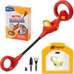 PANCKY Metal Detector for Kids, IP68 Waterproof 3-10 Year Kids Metal Detector Kit with LCD Display, Automatic Sensitivity Adjustment, 6.6" Search Coil, 1.65lb Lightweight, Gift for Boys & Girls, Red