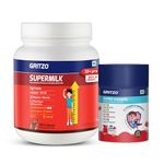 Gritzo SuperMilk Height+, 13+y Boys with Super Gummies (Double Chocolate, 1kg & Strawberry, 30 Gummies) (Combo Pack)