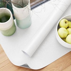 White Countertop Contact Paper Peel and Stick Wallpaper White Wall Paper for New Environmentally Friendly Upgrade Silk Textured Embossed Wallpaper for Cabinets, Drawers, Countertops 35.4''x118''