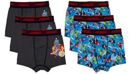 Jellifish Kids Boys Assorted 6-Pack Marvel Avengers Themed Underwear Boxers Briefs, Officially Licensed, Polyester Blend Fabric, 8