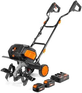 WEN 20V Max Cordless 14-Inch Brushless Electric Tiller with Two 4.0 Ah Batteries and Dual-Port Charger (20724)