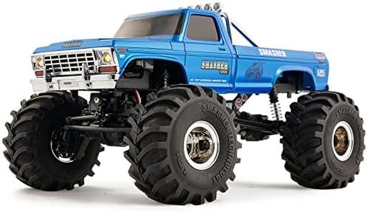 FMS 1/24 RC Crawler Smasher FCX24 Monster Truck V2 RTR 4WD 2.4GHz Brushed 8km/h Mini RC Truck RC Off-Road Truck Remote Control Car with LED Lights(Blue)