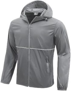 ZITY Men's Rain Jacket Waterproof with Hood Lightweight Raincoat for Golf Hiking Camping Cycling Grey XL