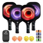 niupipo Pickleball-Paddel, leichtes Pickleball-Paddel, 4 Stück, Wabenkern, Fiberglas-Schlägergesicht, gepolsterter Griff, USAPA Pickleball-Set, 4 Ersatzgriffe, 1 Tragetasche