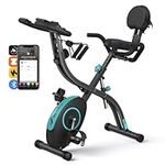 MERACH Foldable Exercise Bike - Exclusive APP for Customizable Plans, 16-Level Magnetic Resistance Folding Stationary Exercise Bike, 300lbs Capacity & Upgraded Comfort Seat Cushion