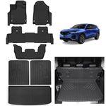 ALtraVos Floor Mats & Large Trunk Mat for 2022 2023 2024 Acura MDX with Backrest Protection, TPE All Weather Protection 3 Rows Full Set with Cargo Liners Covering The Backrest Accessories
