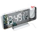 Number-one Projection Digital Alarm Clock for Bedrooms, FM Radio Alarm Clock, 7.5'' Dual Alarms with Snooze, USB Charging Port, Temperature & Humidity Display, 180° Rotable, 4 Dimmer, 12/24 Hours