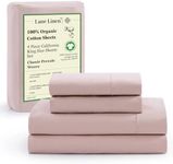 LANE LINEN 100% Organic Cotton California King Sheets Set, 4-Piece Pure Organic Cotton Long Staple Percale Weave Soft Bedding Sheets for Bed, Breathable, Fits Mattress Upto 15" Deep - Sepia Rose